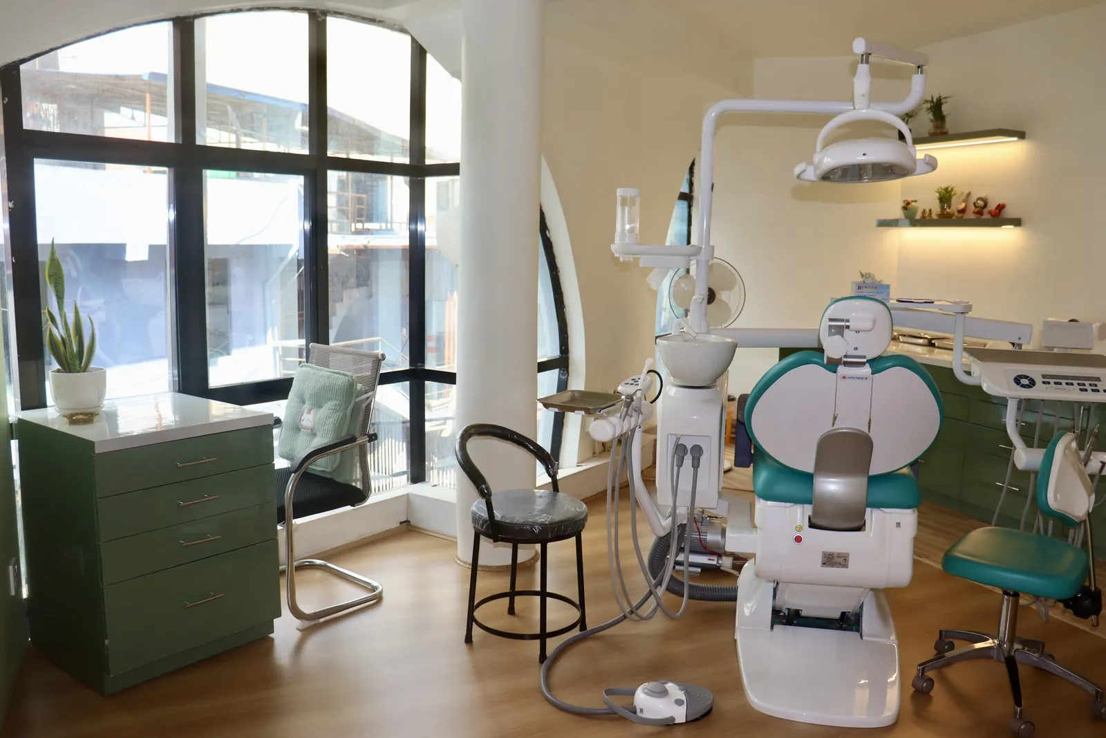 Bright treatment room with large windows